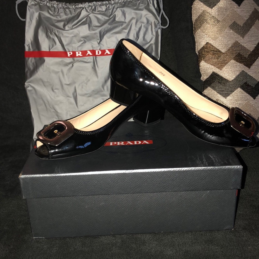 Real Prada shoes with gold buckle